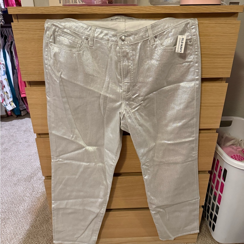 Old Navy Shimmering Silver jeans